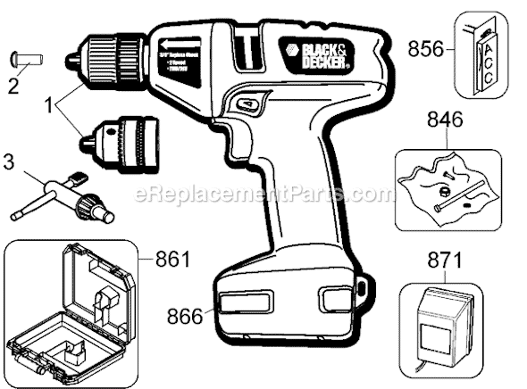 Page A Diagram and Parts List for 9089B Type 1 Black and Decker Electric Drill